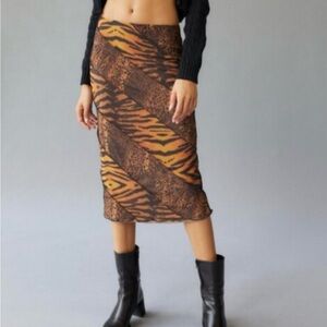 Urban Outfitters Brown and Orange Pencil Skirt